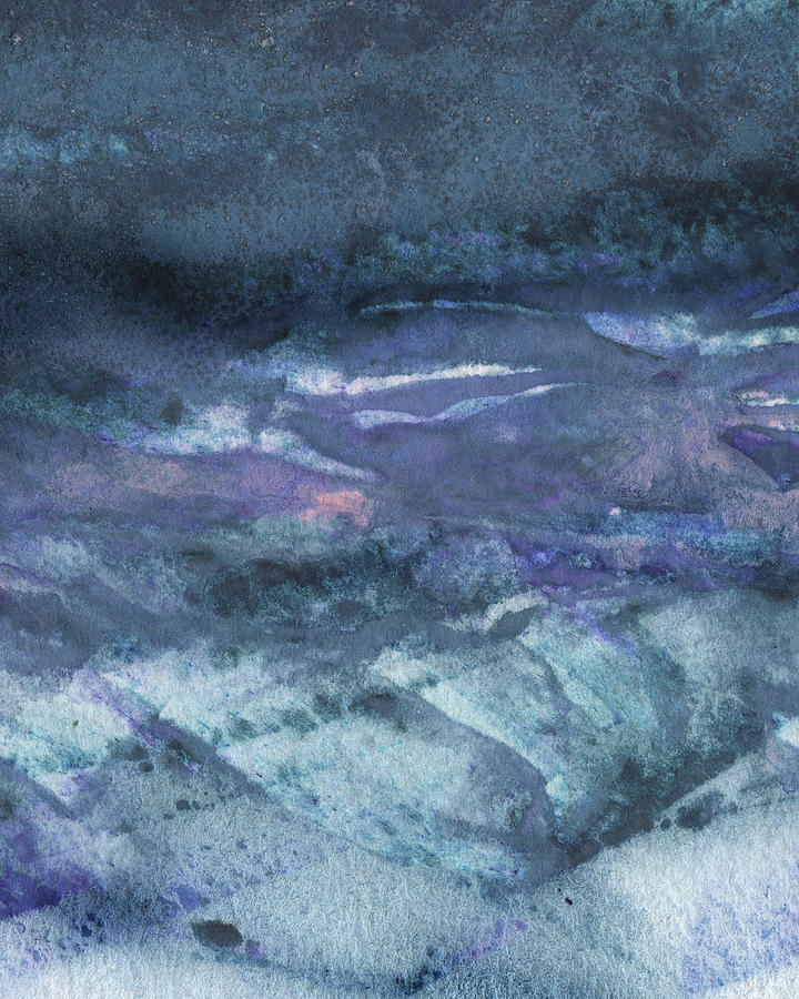 Mystic Mountains At Night Watercolor Abstract Decor  Painting by Irina Sztukowski