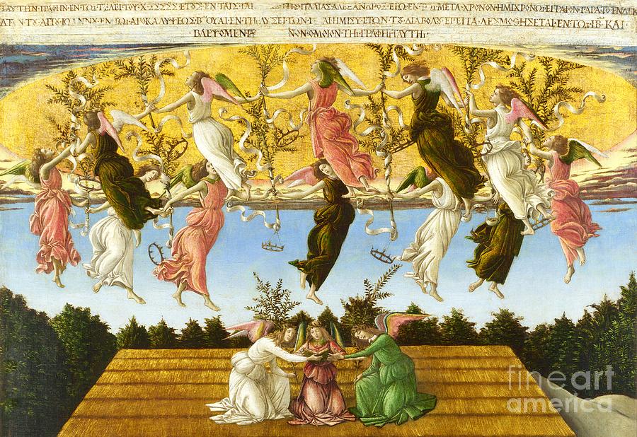 Mystic Nativity - heaven Painting by Sandro Botticelli
