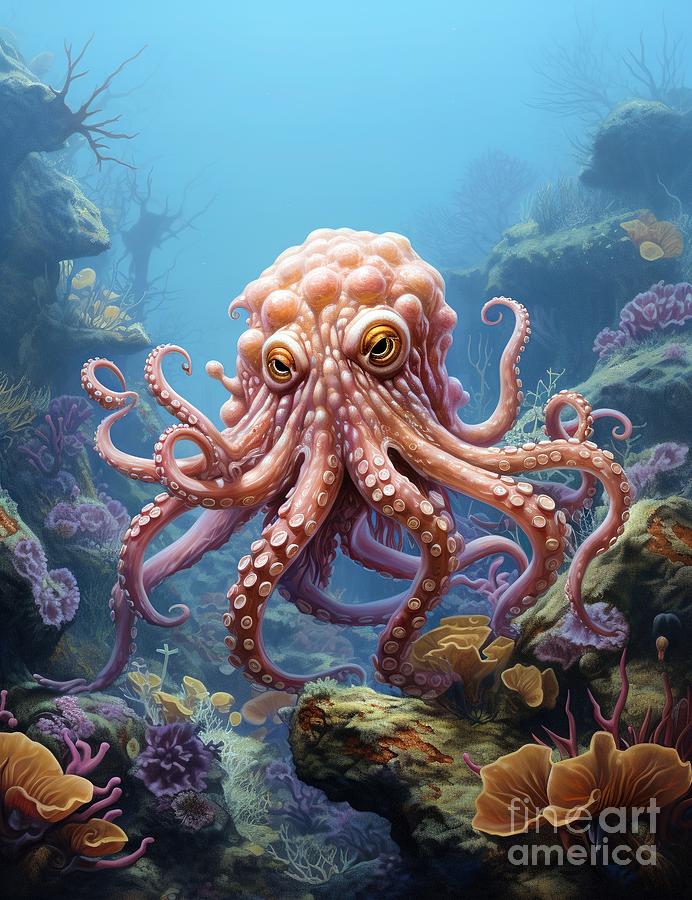 Mystic Octopus An Underwater Odyssey Painting by Vincent Monozlay