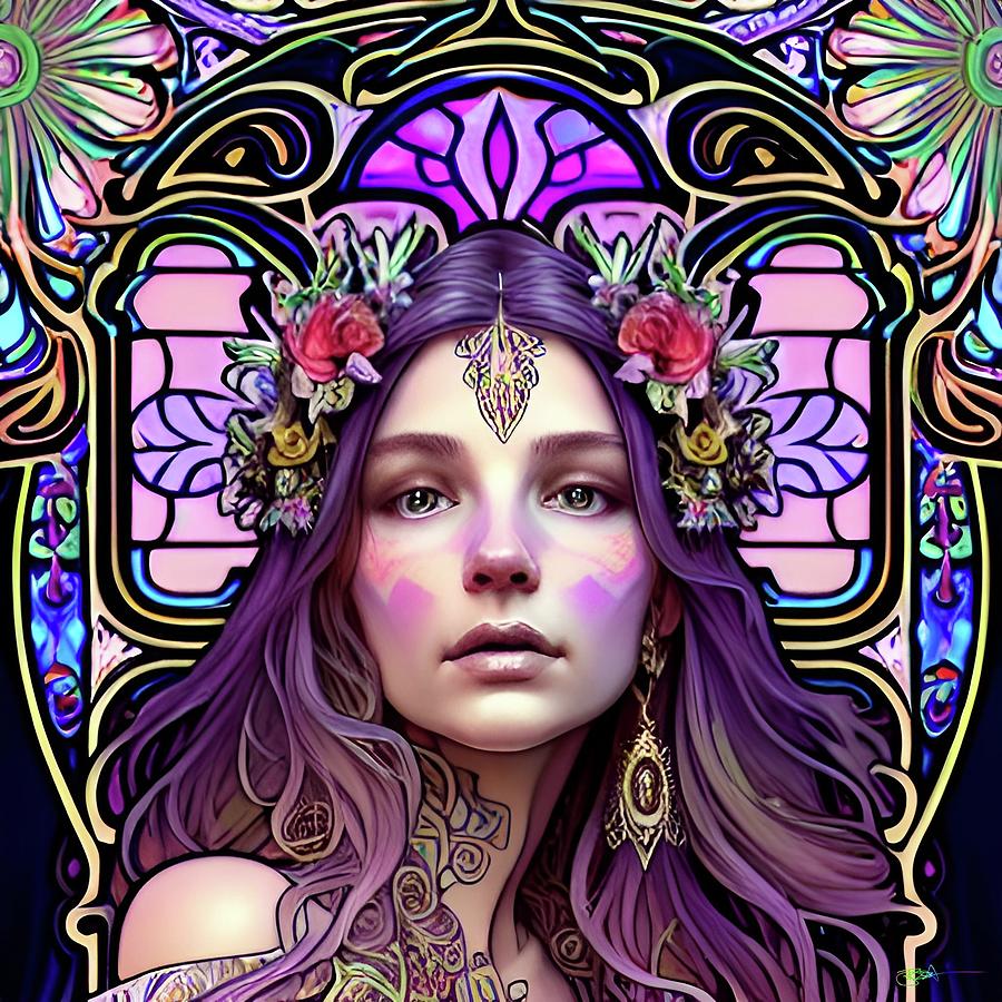 Mystic Psychedelia Art Nouveau Maidens 6 Digital Art by Benito Del Ray ...