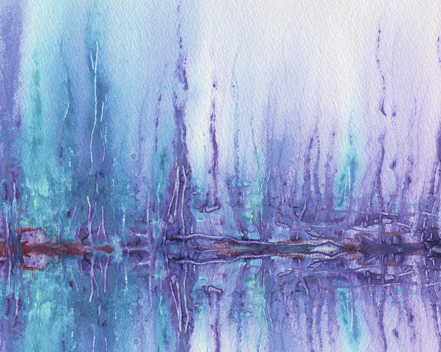 Mystic Purple Reflections Watercolor Painting by Irina Sztukowski
