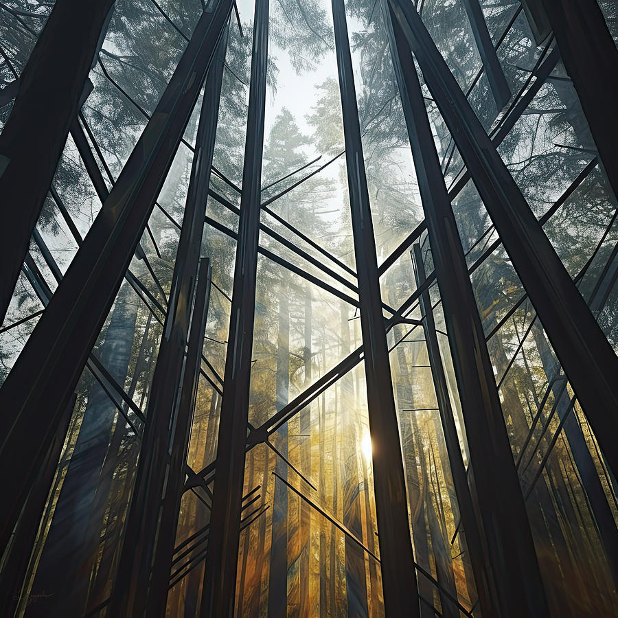 Architecture Painting - Mystic Rays in Nature Art by Lourry Legarde