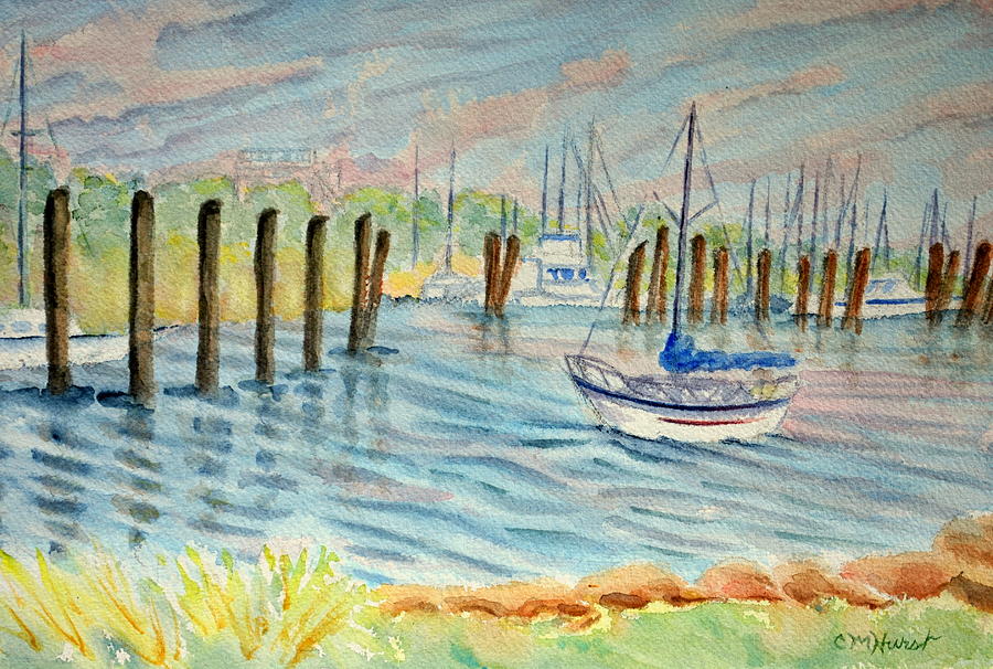 Mystic River Sunset Painting by Collette Hurst