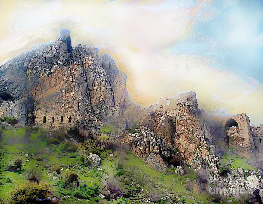 Mystic ruins in the mist Painting by Bonnie Marie