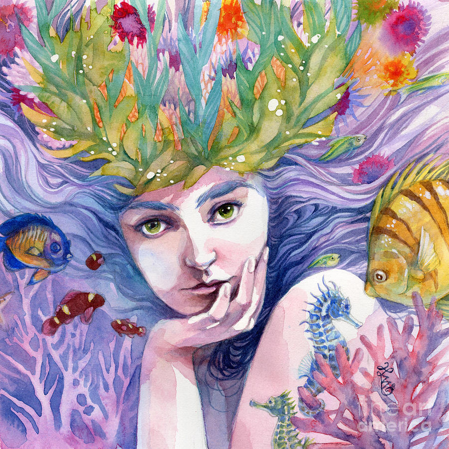 Mermaid Painting - Mystic by Sara Burrier