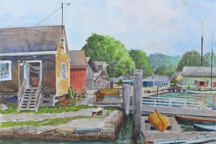 Mystic Seaport Painting - Mystic Seaport Boathouse by Patty Kay Hall