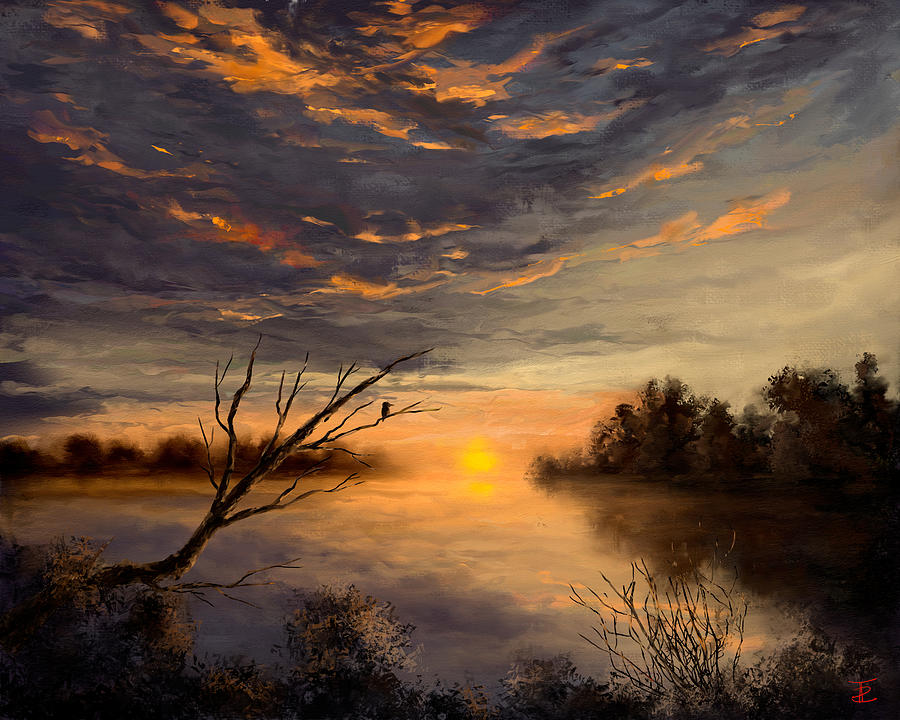 Sunset Painting - Mystic Sunset by Theresa Ruby
