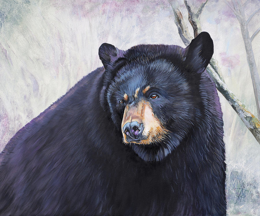 Mystic Woods Bear Painting by J W Baker