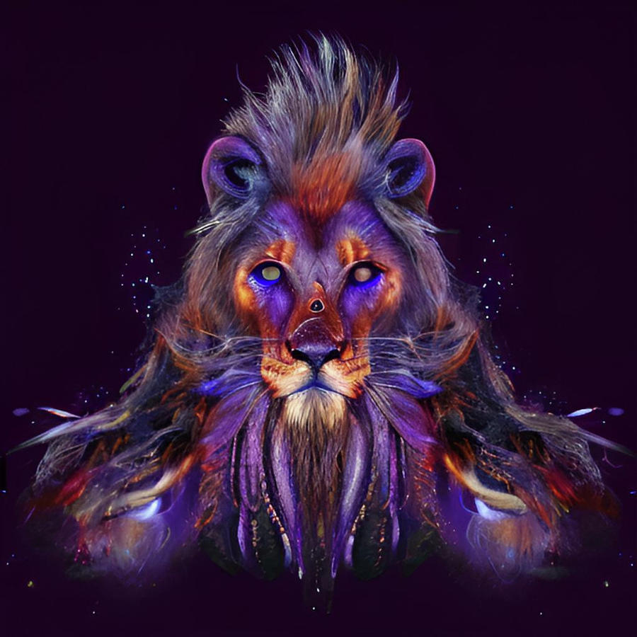 Mystical Amethyst Lion Digital Art by Michael Canteen