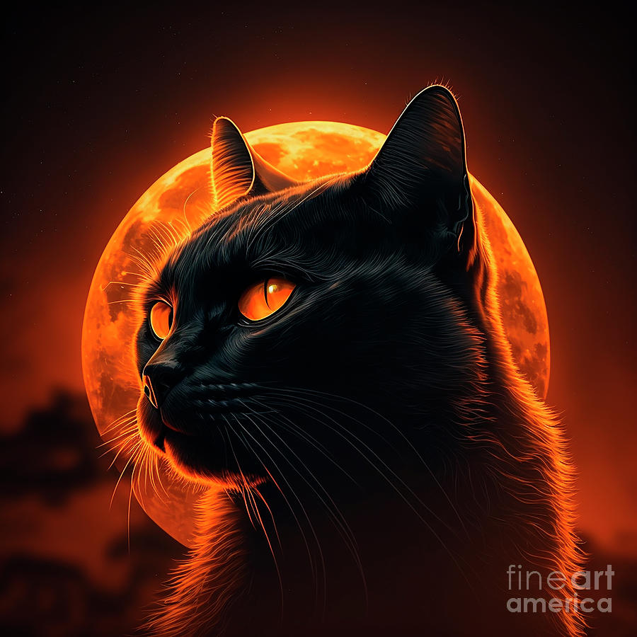 mystical Black cat Digital Art by Anna Sharova - Pixels