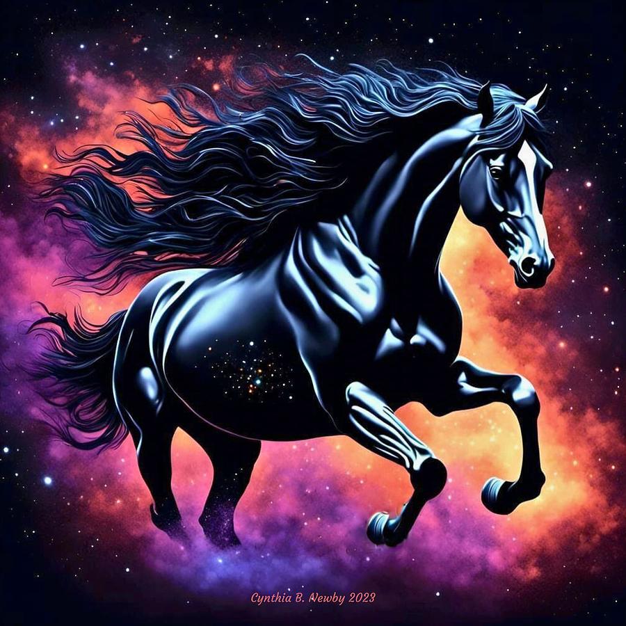 Mystical Black Stallion 20231229a Digital Art by Cindy's Creative ...