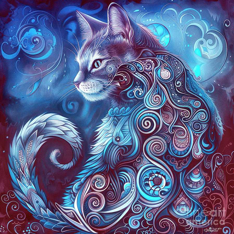 Mystical Cat Digital Art by Jutta Maria Pusl