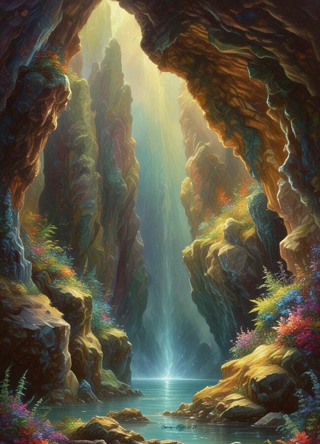 Landscape Digital Art - Mystical Caverns by James Eye