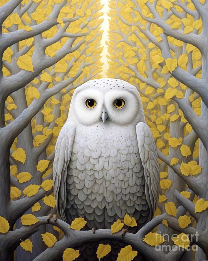 Mystical Flight The White Owls Enchanted Journey Painting by Vincent Monozlay