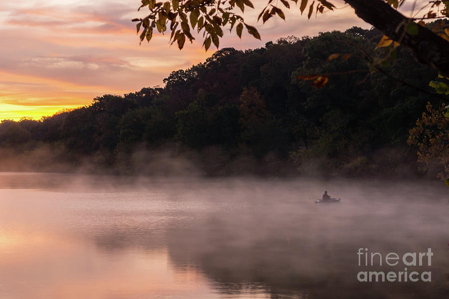 Mystical Foggy Fall Kayak Fishing Photograph by Jennifer White