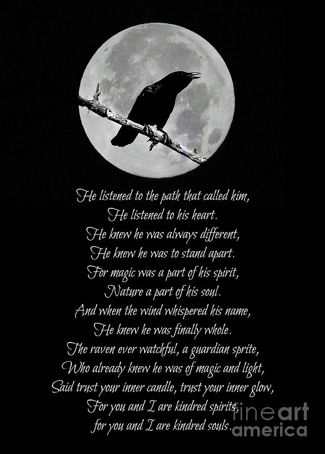 Mystical Inspired Raven and Moon Poem Photograph by Stephanie Laird