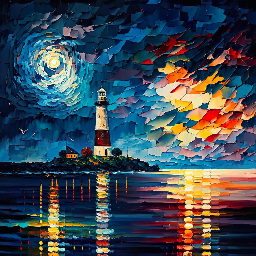 Mystical Lighthouse Painting by HusbandWifeArtCo - Fine Art America