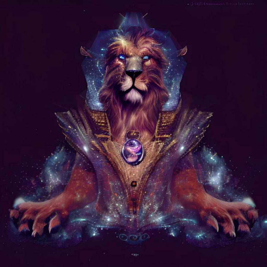 Mystical Lion Sage Digital Art by Michael Canteen