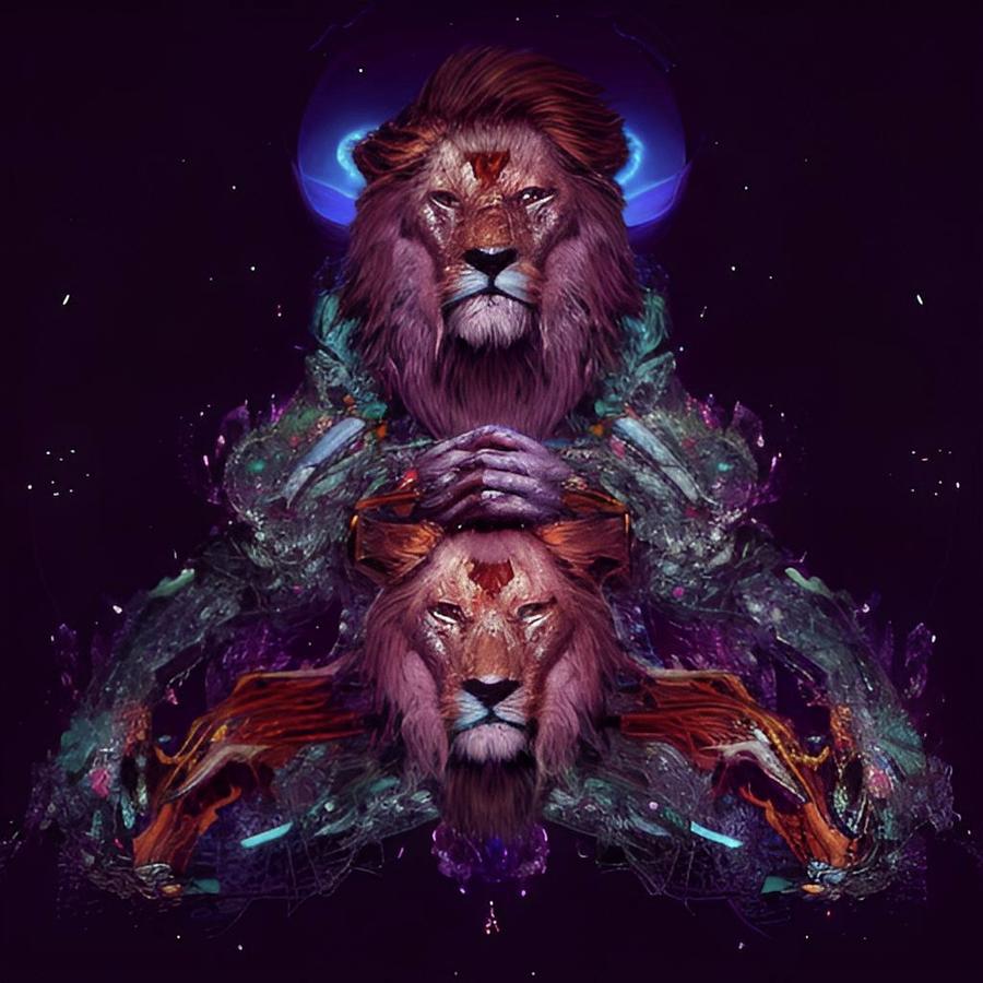 Mystical Lions Protectors Digital Art by Michael Canteen