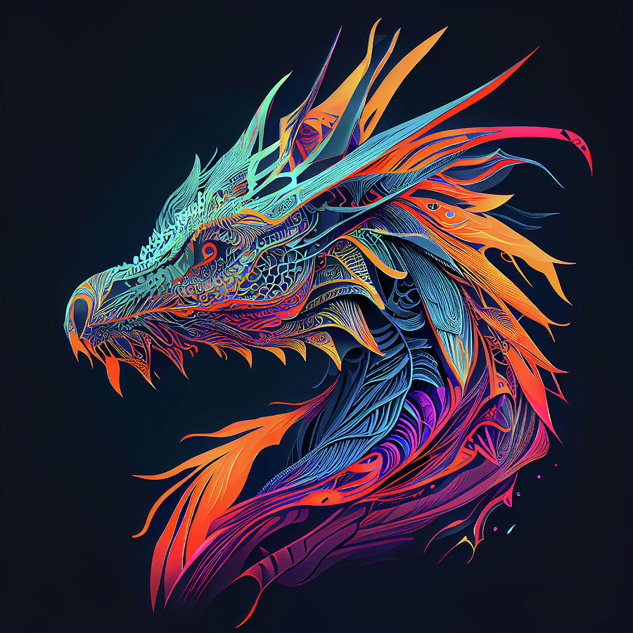 Mystical Magic - Vibrant Dragon Portrait Digital Art by Kelvin Lynch ...