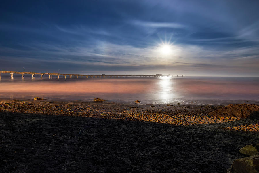 Mystical Moonshine Over The  Ocean Beach Pier Photograph by Joseph S Giacalone