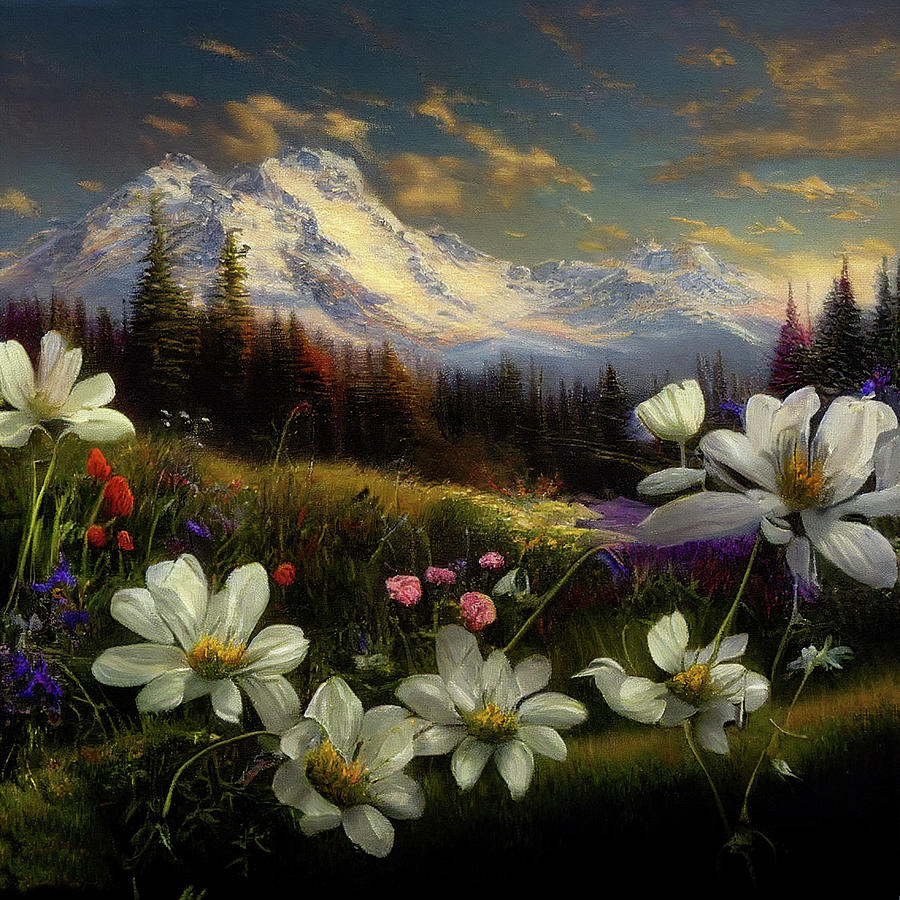 Mystical Mountains And Flowers Photograph by Athena Mckinzie