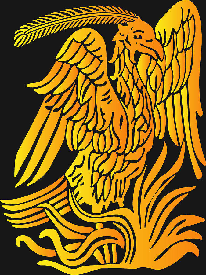 Smokey And The Bandit Digital Art - Mythical Phoenix Bird Logo T-Shirt Rising Phoenix Flames Fire Bird Mythical Rebirth Lover Shirt 1/2 by Mounir Khalfouf