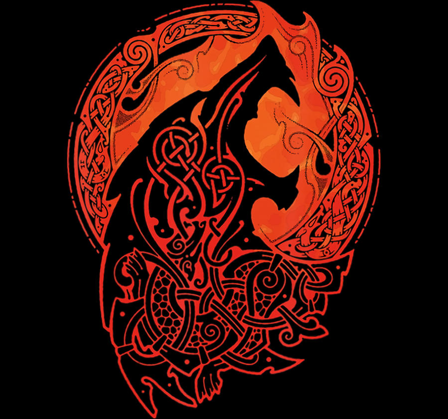 Mythology Fenrir Wolf Symbols nature cool Painting by Owen Ashley ...