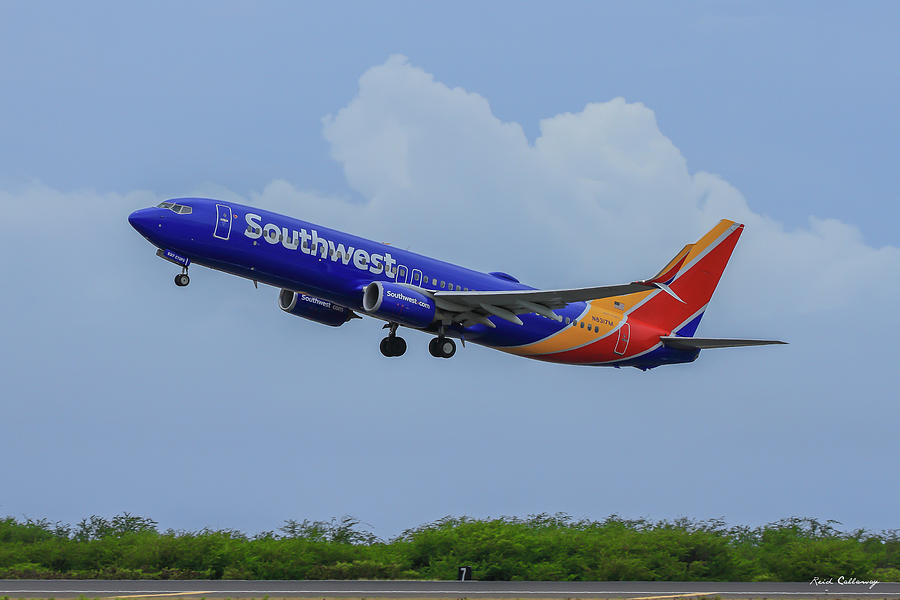N8317M Southwest Airlines Boeing 737 Departing Daniel K. Inouye International Airport Honolulu Art Photograph by Reid Callaway