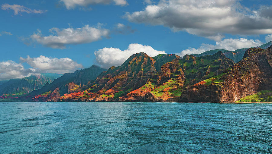 Mountain Photograph - Na Pali Coast from the Sea - Kauai, Hawaii by Abbie Matthews