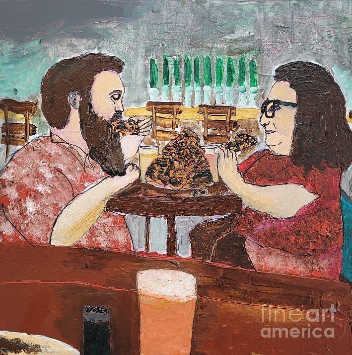 Nachos Eating Couple in Vero Beach Painting by Mark SanSouci