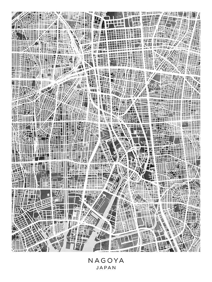 Nagoya Japan City Map #50 Digital Art by Michael Tompsett