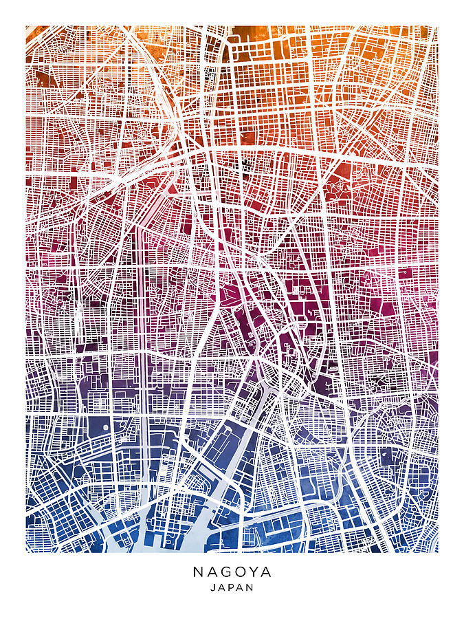 Nagoya Japan City Map #53 Digital Art by Michael Tompsett
