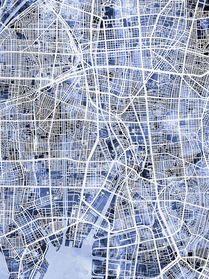 Nagoya Japan City Map #64 Digital Art by Michael Tompsett