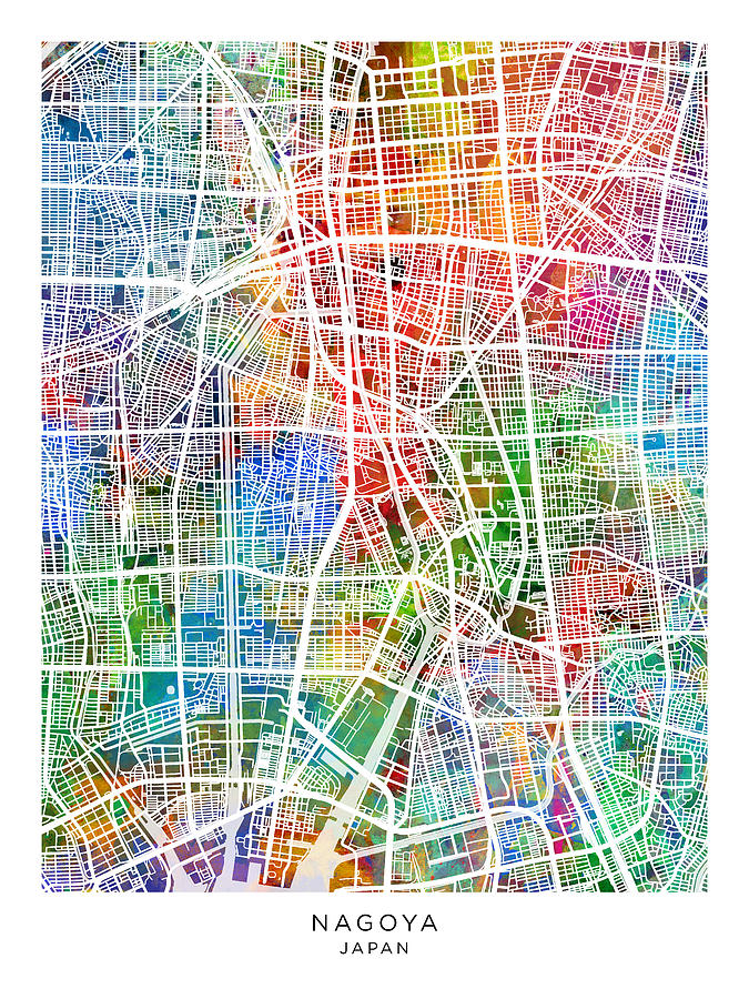 Nagoya Japan City Map #70 Digital Art by Michael Tompsett