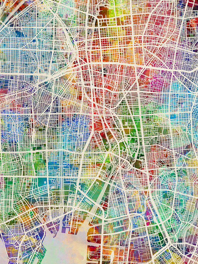 Nagoya Japan City Map Digital Art by Michael Tompsett