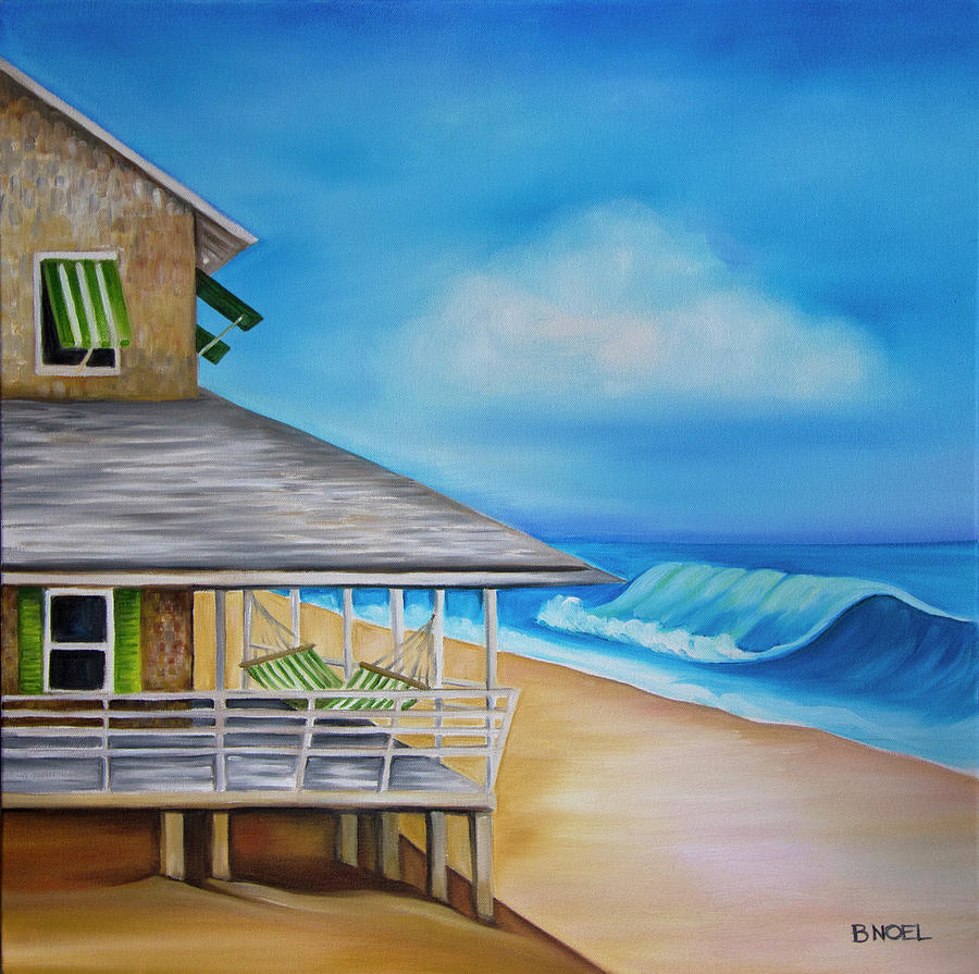 Nags Head Cottage with Hammock No.01 Painting by Barbara Noel