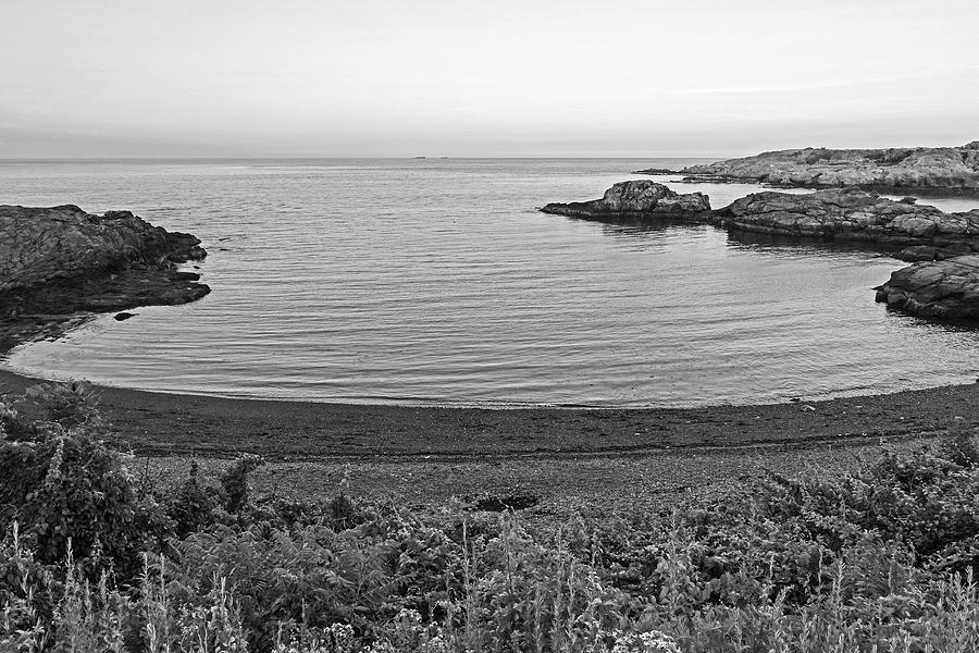 Nahant MA Forty Steps Beach at Sunset Black and White Photograph by Toby McGuire