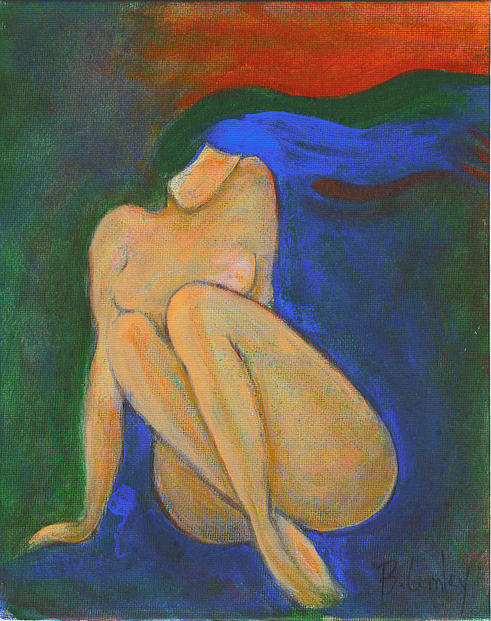 Nude Painting - Redds Hair Blue   by Barbara Lemley