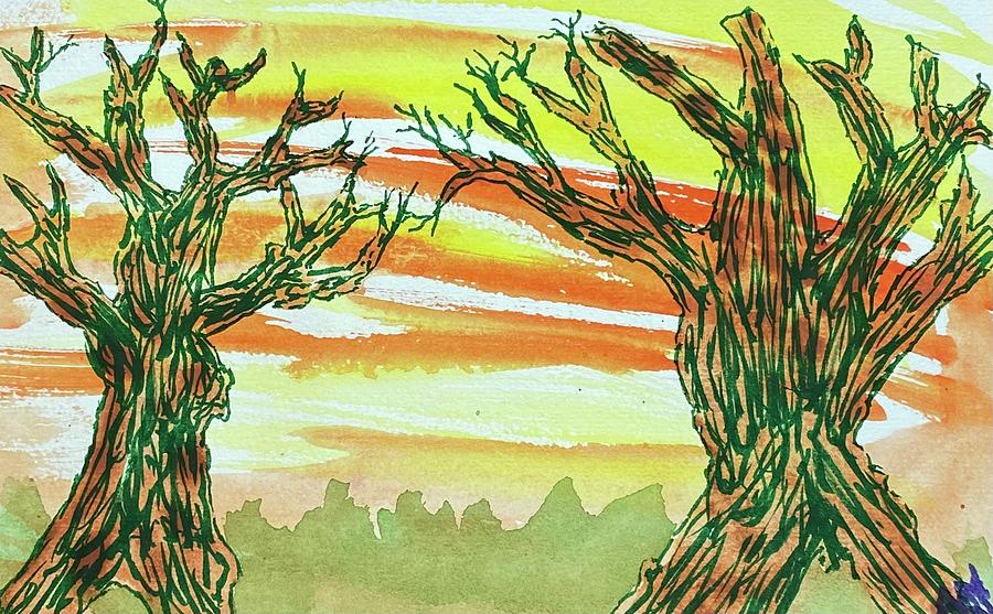 Naked Trees #17 Painting by Anjel B Hartwell