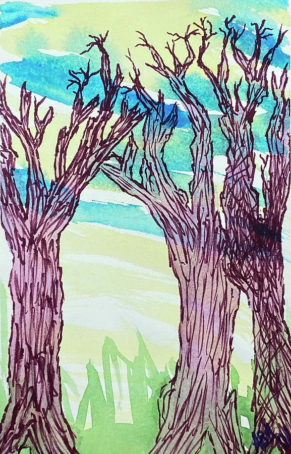 Naked Trees #18 Painting by Anjel B Hartwell