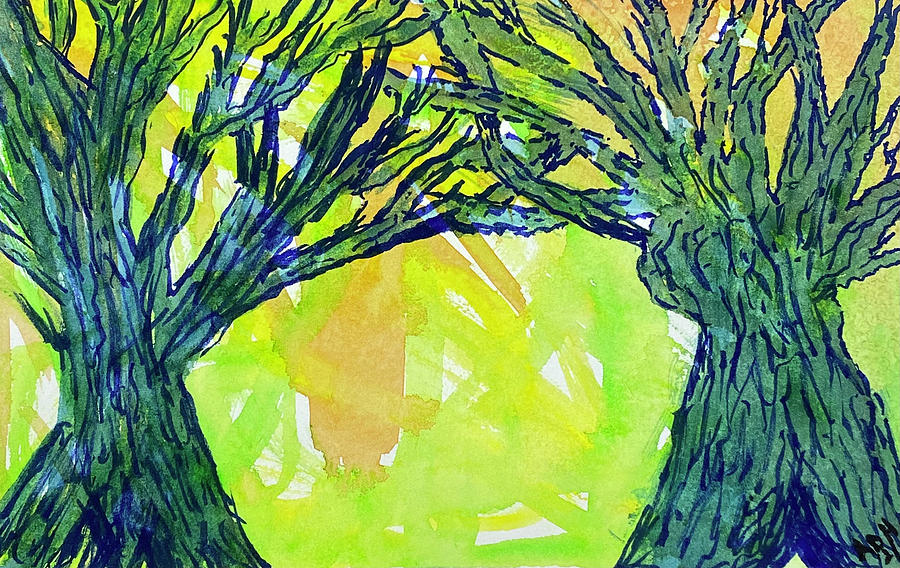 Naked Trees #3 Painting by Anjel B Hartwell