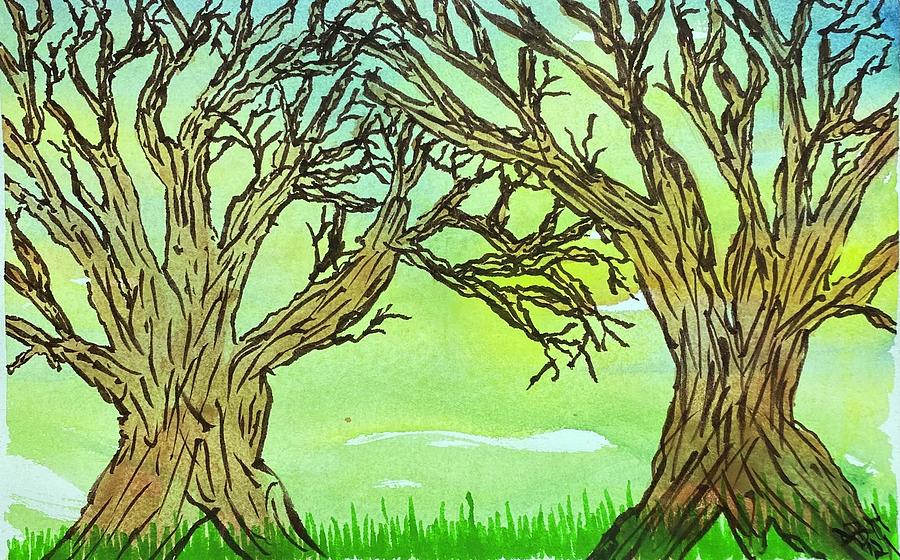 Naked Trees #49 Painting by Anjel B Hartwell