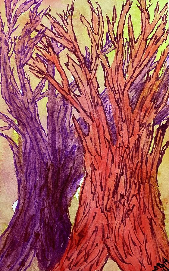 Naked Trees #5 Painting by Anjel B Hartwell
