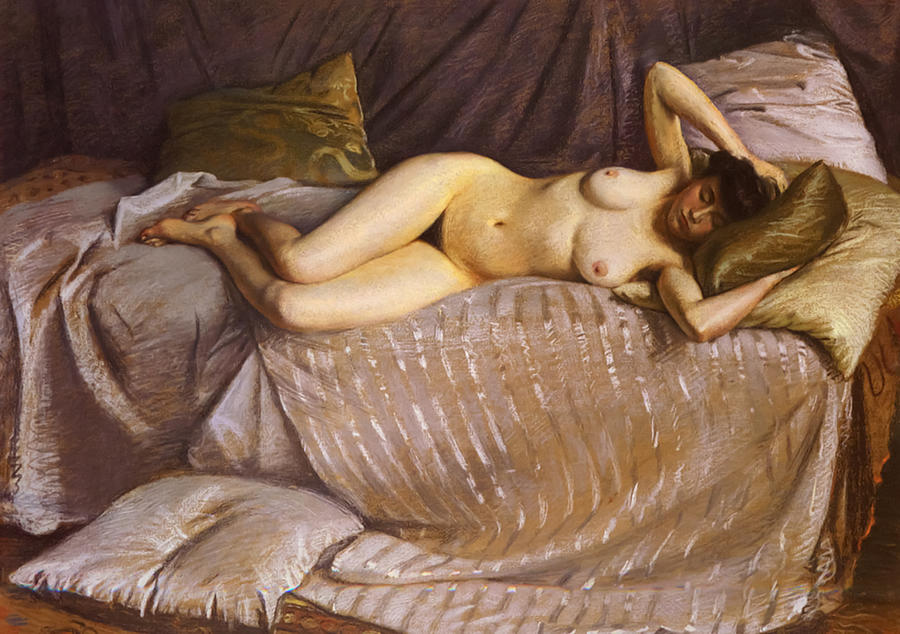 Naked Woman By Gustave Caillebotte Painting