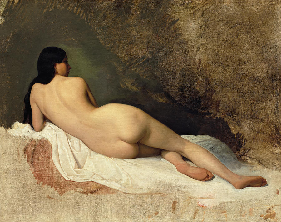 Naked woman posing Vintage Nude Painting by Isidore Pils