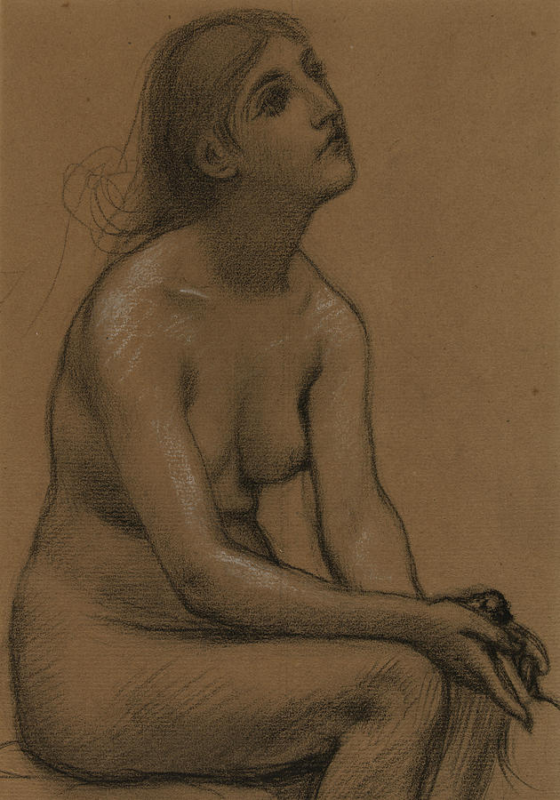 Pierre Puvis De Chavannes Drawing - Naked Woman Sitting by Pierre Puvis de Chavannes