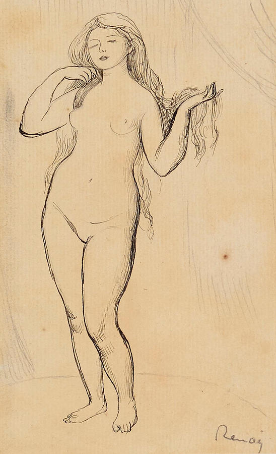 Naked Woman - Venus Drawing by Auguste Renoir