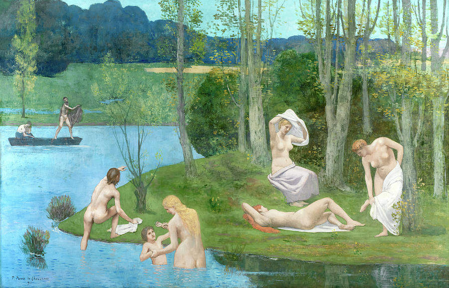 Pierre Puvis De Chavannes Painting - Naked women by Pierre Puvis de Chavannes