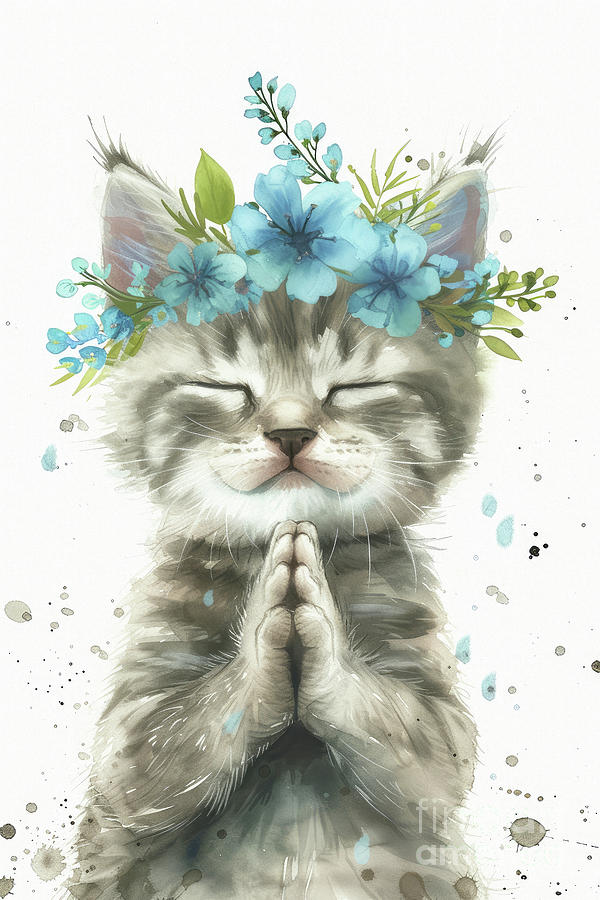 Namaste Kitten Painting by Tina LeCour